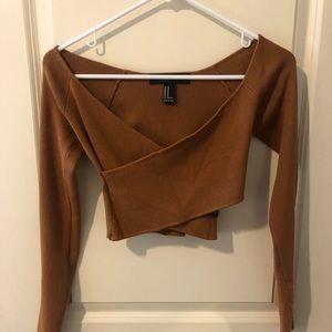 Brown long sleeve crop top